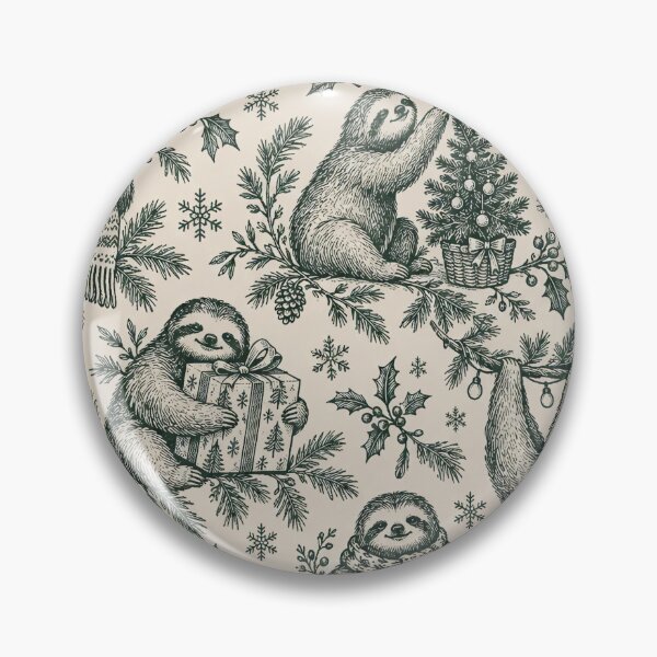 Item preview, Merry Slothmas Toile Seamless Pattern | Cute Sloth Christmas Toile de Jouy designed and sold by StickyGuys.