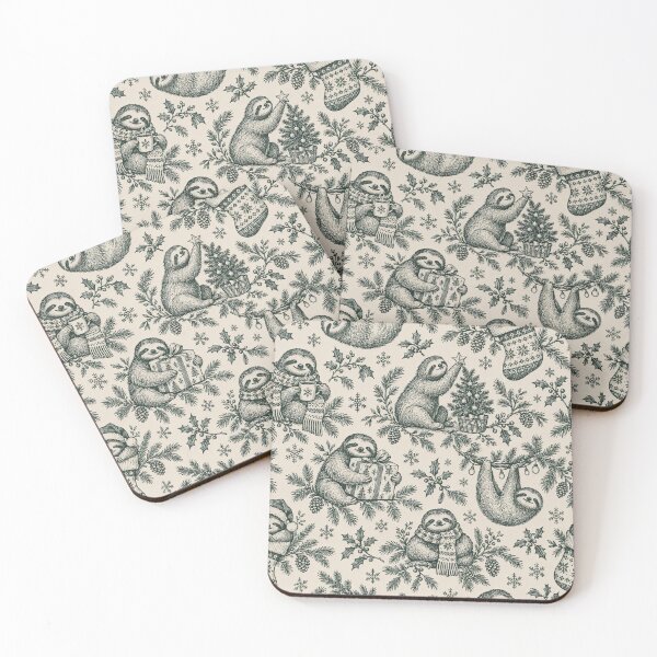Item preview, Merry Slothmas Toile Seamless Pattern | Cute Sloth Christmas Toile de Jouy designed and sold by StickyGuys.