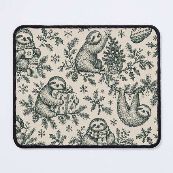 Item preview, Merry Slothmas Toile Seamless Pattern | Cute Sloth Christmas Toile de Jouy designed and sold by StickyGuys.