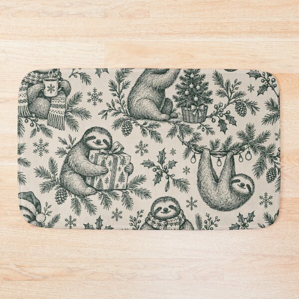 Item preview, Merry Slothmas Toile Seamless Pattern | Cute Sloth Christmas Toile de Jouy designed and sold by StickyGuys.