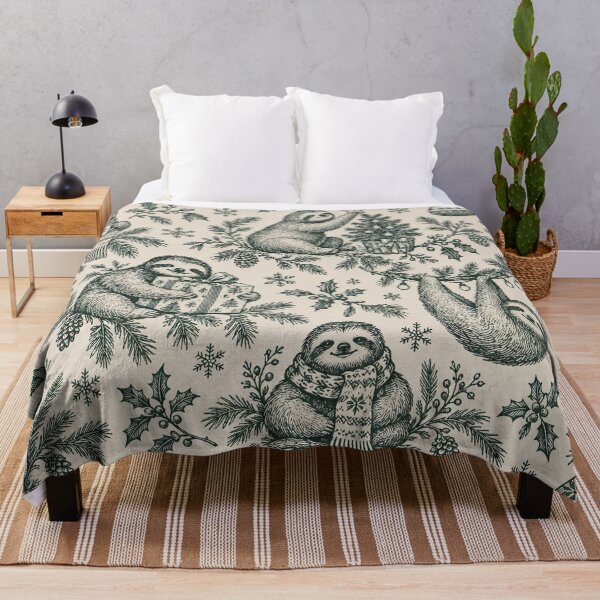 Item preview, Merry Slothmas Toile Seamless Pattern | Cute Sloth Christmas Toile de Jouy designed and sold by StickyGuys.
