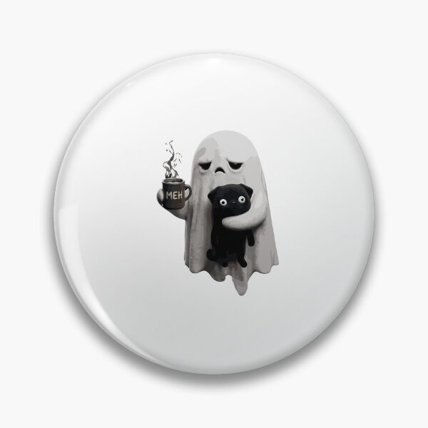 Item preview, Meh Moody Ghost with Black Pug Dog Coffee Halloween designed and sold by Designart68.
