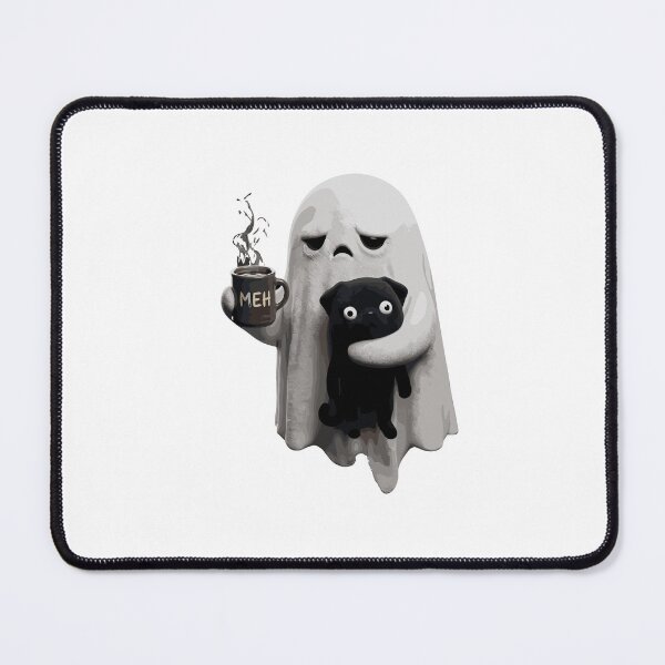 Item preview, Meh Moody Ghost with Black Pug Dog Coffee Halloween designed and sold by Designart68.