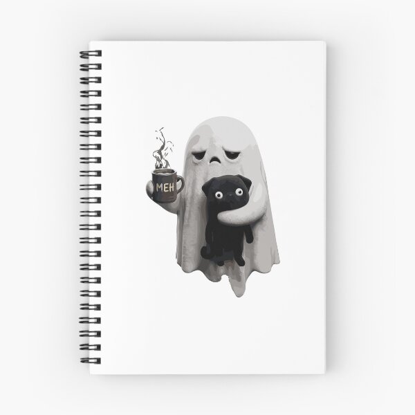 Item preview, Meh Moody Ghost with Black Pug Dog Coffee Halloween designed and sold by Designart68.