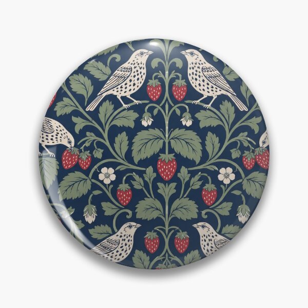 Item preview, Strawberry Thief Songbird Seamless Pattern | Arts and Crafts Thrush and Berries designed and sold by StickyGuys.
