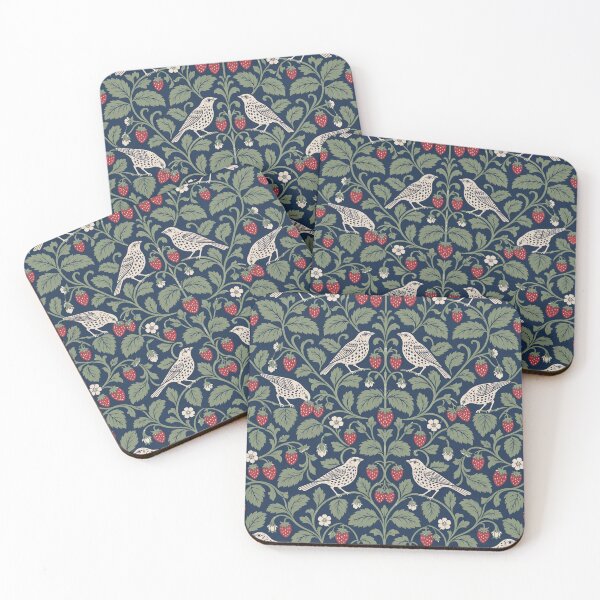 Item preview, Strawberry Thief Songbird Seamless Pattern | Arts and Crafts Thrush and Berries designed and sold by StickyGuys.
