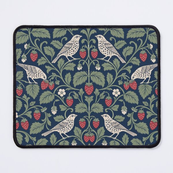 Item preview, Strawberry Thief Songbird Seamless Pattern | Arts and Crafts Thrush and Berries designed and sold by StickyGuys.