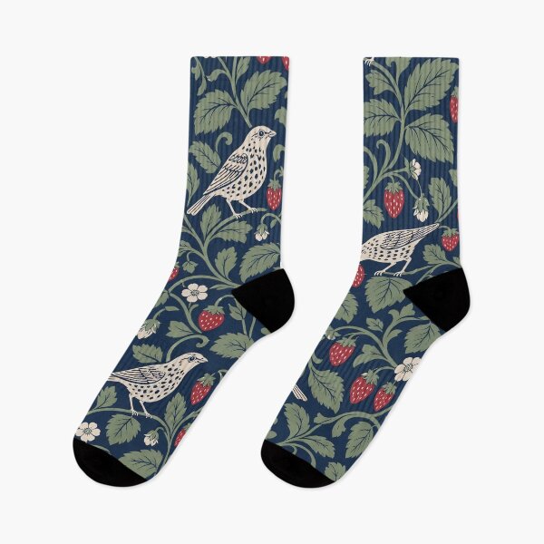 Item preview, Strawberry Thief Songbird Seamless Pattern | Arts and Crafts Thrush and Berries designed and sold by StickyGuys.