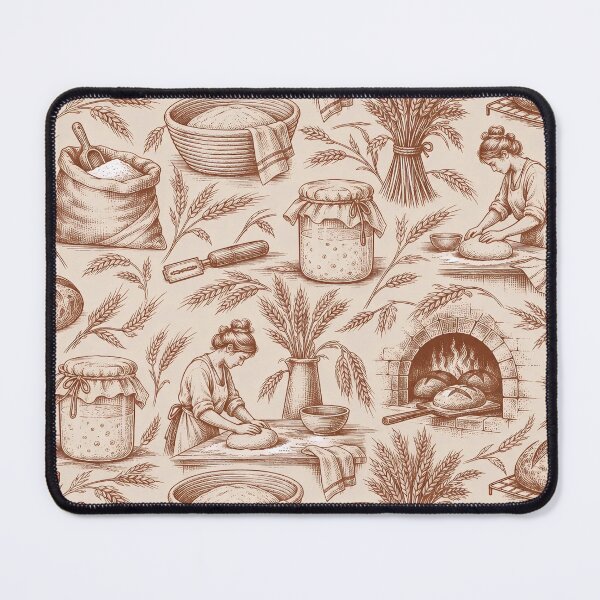 Item preview, Sourdough Era Toile Seamless Pattern | Sourdough Starter Bread Baking Toile de Jouy designed and sold by StickyGuys.