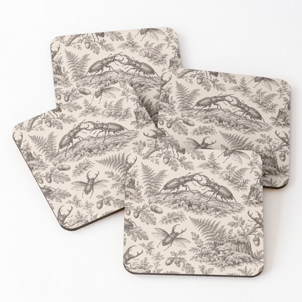 Item preview, Stag Beetle Toile Seamless Pattern | Vintage Entomology Insect Toile de Jouy designed and sold by StickyGuys.
