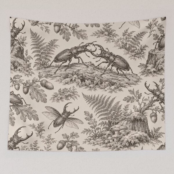 Item preview, Stag Beetle Toile Seamless Pattern | Vintage Entomology Insect Toile de Jouy designed and sold by StickyGuys.