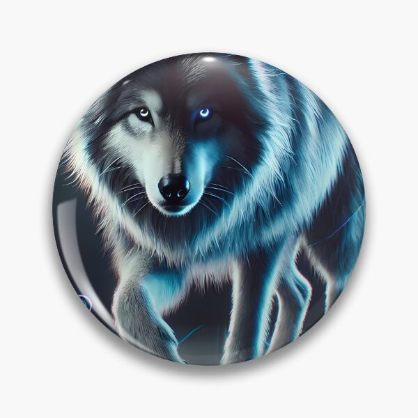 Item preview, Neon Blue Wolf – Futuristic Cyberpunk Wolf Digital Art designed and sold by FusionCipher.