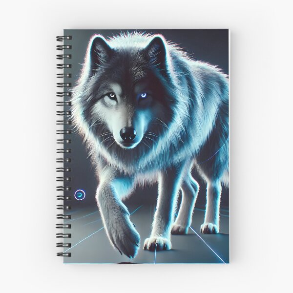Item preview, Neon Blue Wolf – Futuristic Cyberpunk Wolf Digital Art designed and sold by FusionCipher.