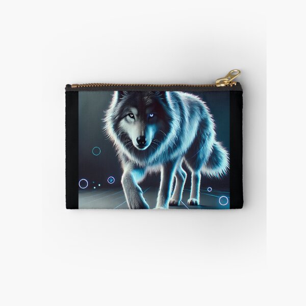 Item preview, Neon Blue Wolf – Futuristic Cyberpunk Wolf Digital Art designed and sold by FusionCipher.