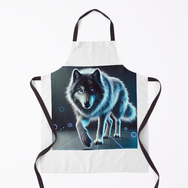 Item preview, Neon Blue Wolf – Futuristic Cyberpunk Wolf Digital Art designed and sold by FusionCipher.