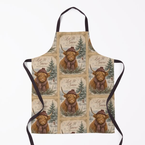 Item preview, Vintage Christmas Highland Cow Watercolor designed and sold by cherrycat101.