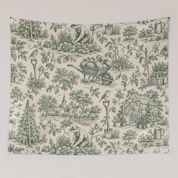 Item preview, Gardening Club Toile Seamless Pattern | Vintage Vegetable Garden Toile de Jouy designed and sold by StickyGuys.