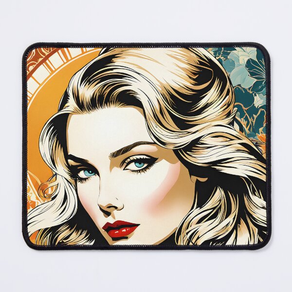 Item preview, Veronica Lake - Oblique Ink and Floral #24010 - Hollywood Legends Art Nouveau Illustration designed and sold by centuryretromedia.