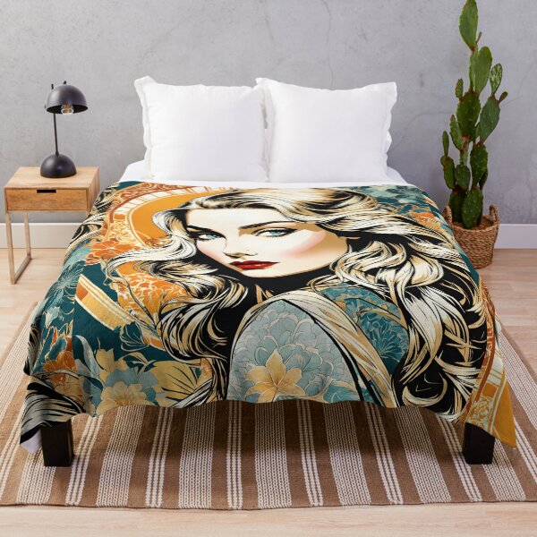 Item preview, Veronica Lake - Oblique Ink and Floral #24010 - Hollywood Legends Art Nouveau Illustration designed and sold by centuryretromedia.
