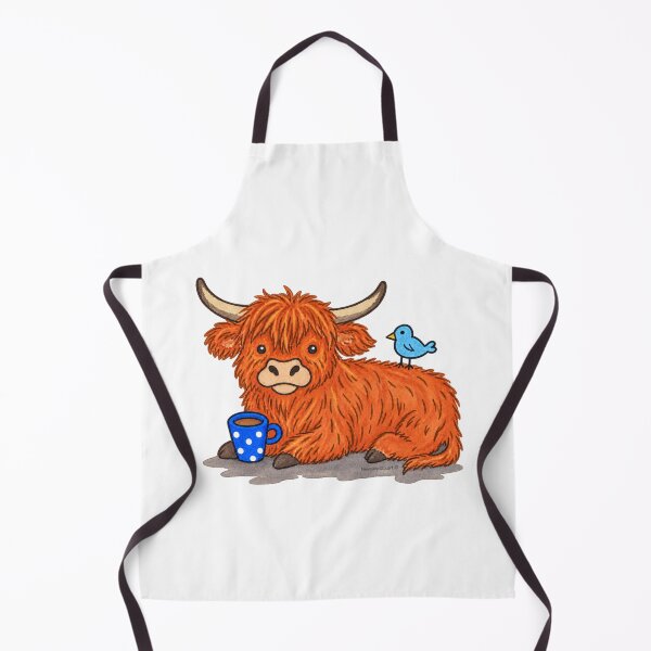 Item preview, Cute Highland Cow with Coffee & Blue Bird – Cosy Cow Design designed and sold by newsuept25.art.