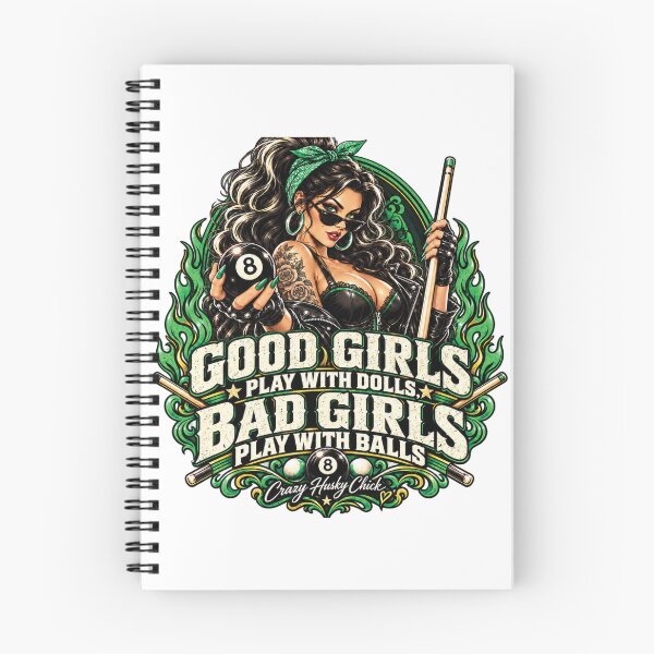 Item preview, Good Girls Play With Dolls Bad Girls Play With Balls Brunette | Retro Women's Pool Player designed and sold by Crazyhuskychick.