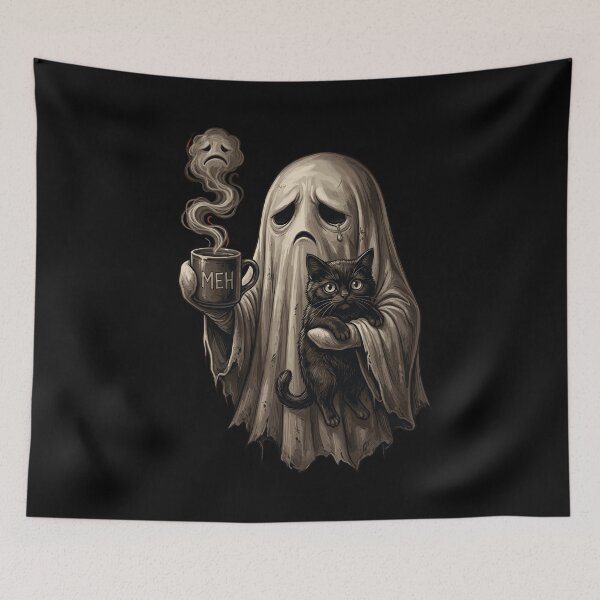 Item preview, Meh Moody Ghost with Black Pug cat designed and sold by Designart68.