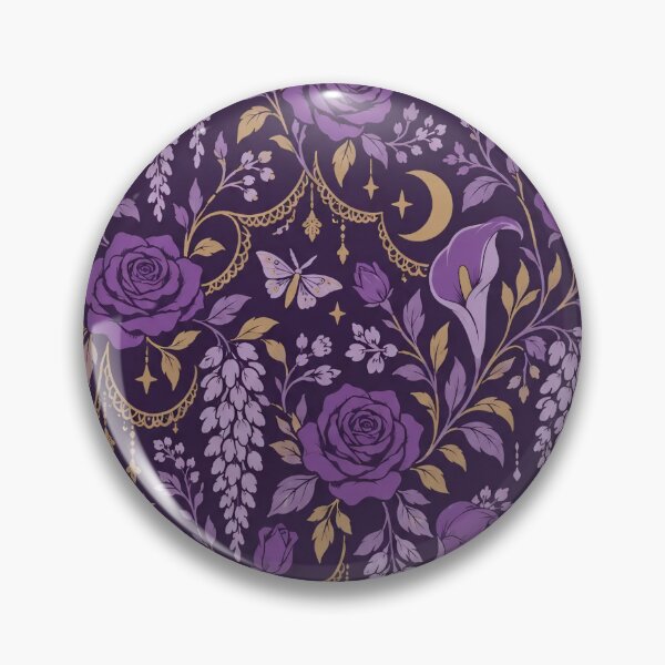 Item preview, Purple Whimsigoth Floral Seamless Pattern | Velvet Roses Moths and Moons designed and sold by StickyGuys.