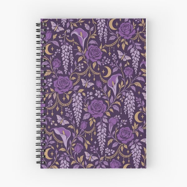 Item preview, Purple Whimsigoth Floral Seamless Pattern | Velvet Roses Moths and Moons designed and sold by StickyGuys.