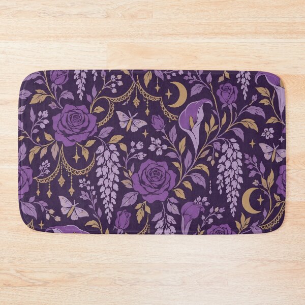 Item preview, Purple Whimsigoth Floral Seamless Pattern | Velvet Roses Moths and Moons designed and sold by StickyGuys.