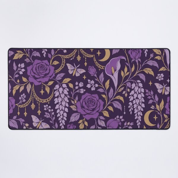 Item preview, Purple Whimsigoth Floral Seamless Pattern | Velvet Roses Moths and Moons designed and sold by StickyGuys.