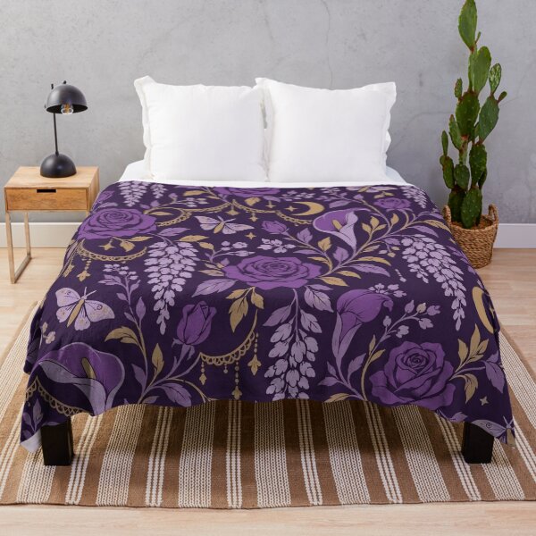 Item preview, Purple Whimsigoth Floral Seamless Pattern | Velvet Roses Moths and Moons designed and sold by StickyGuys.