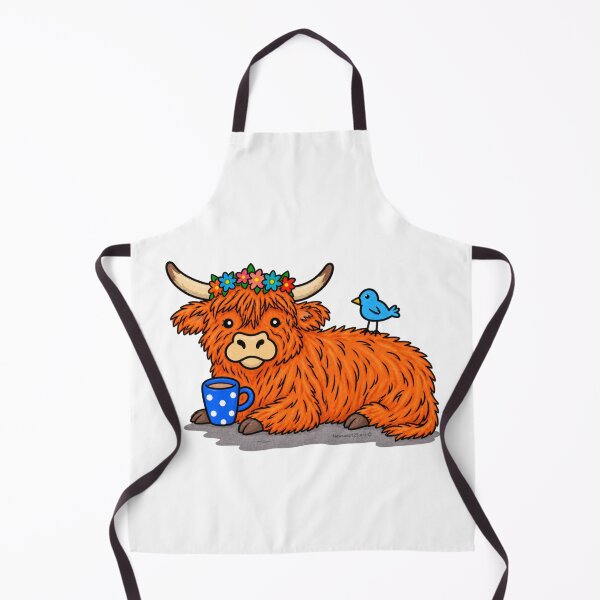 Item preview, Cute Highland Cow with Coffee & Blue Bird designed and sold by newsuept25.art.