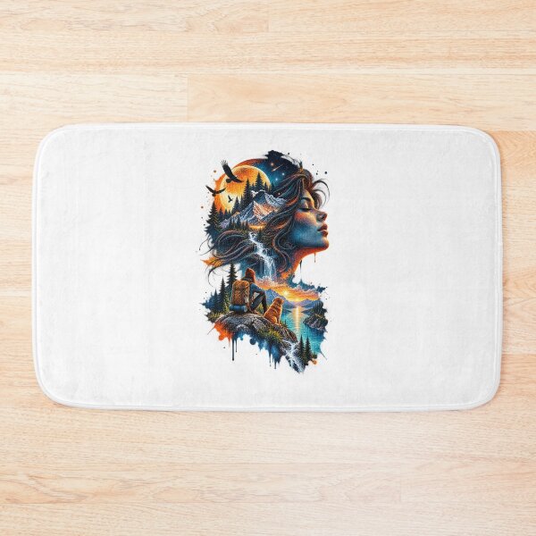 Item preview, Nature Camping Sunset Woman and Dog Cosmic Double Exposure Art designed and sold by  One City Two Children Studio.
