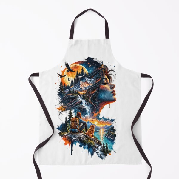 Item preview, Nature Camping Sunset Woman and Dog Cosmic Double Exposure Art designed and sold by  One City Two Children Studio.