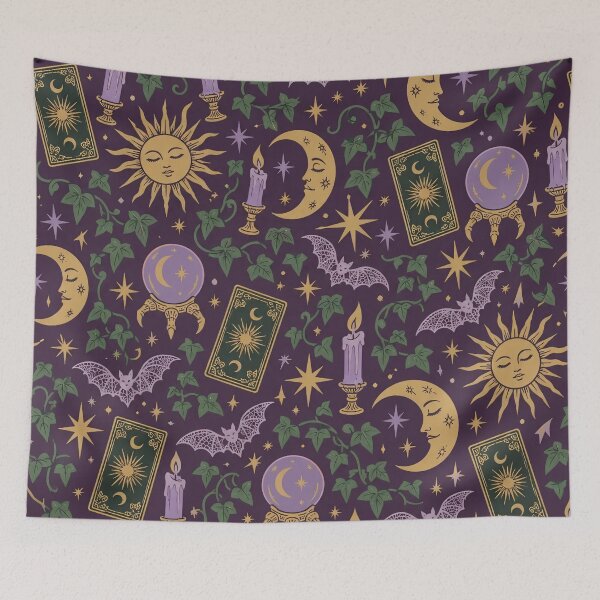 Item preview, 90s Whimsigoth Celestial Seamless Pattern | Moon Sun and Stars Witchy Repeat designed and sold by StickyGuys.