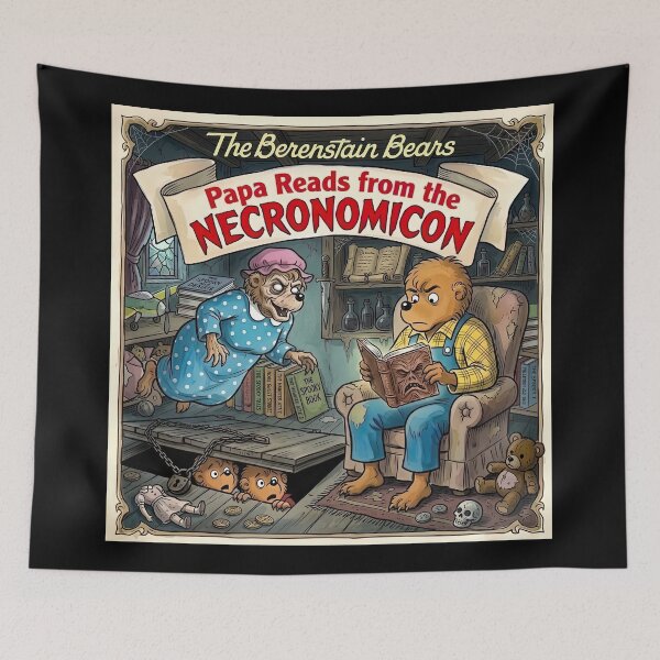 Item preview, Papa Reads From The Necronomicon - Berenstain B ears Horror Parody designed and sold by The Funky Sprunki.