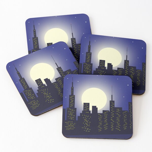 Item preview, Midnight City Skyline under Full Moon designed and sold by ArtisticJump.