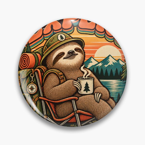 Item preview, Camping Sloth Outdoor Expert - Vintage Retro designed and sold by Feral Feline.