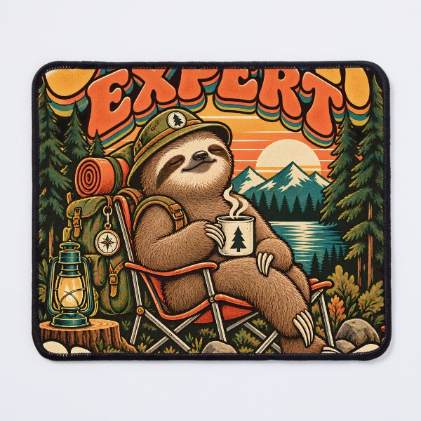 Item preview, Camping Sloth Outdoor Expert - Vintage Retro designed and sold by Feral Feline.
