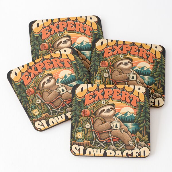 Item preview, Camping Sloth Outdoor Expert - Vintage Retro designed and sold by Feral Feline.