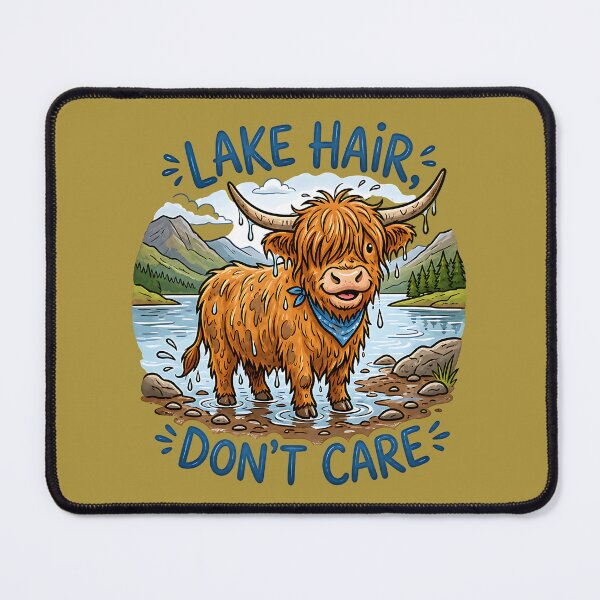Item preview, Lake Hair Don't Care Cute Wet Highland Cow Funny Cabin Life designed and sold by FrozenFits.