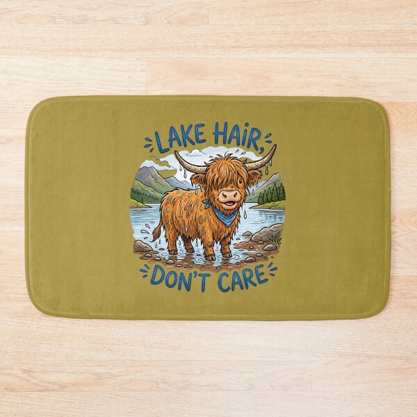 Item preview, Lake Hair Don't Care Cute Wet Highland Cow Funny Cabin Life designed and sold by FrozenFits.