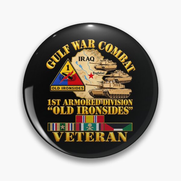 Item preview, Army - Gulf War Combat - 1st Armored Divi - Old Ironsides - Veteran - Map w GULF SVC - 3D - Enhanced designed and sold by Military Insignia Products.