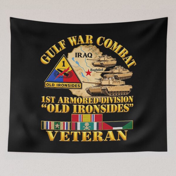 Item preview, Army - Gulf War Combat - 1st Armored Divi - Old Ironsides - Veteran - Map w GULF SVC - 3D - Enhanced designed and sold by Military Insignia Products.