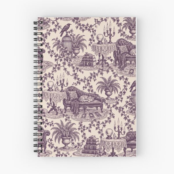 Item preview, Whimsigothic Parlor Toile Seamless Pattern | Witchy Cat Crystal Ball Toile de Jouy designed and sold by StickyGuys.