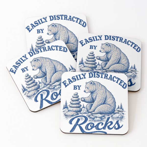 Item preview, Easily Distracted by Rocks Bear Geology Nature Hiking Rockhound Vintage Design designed and sold by bilal sibgui.