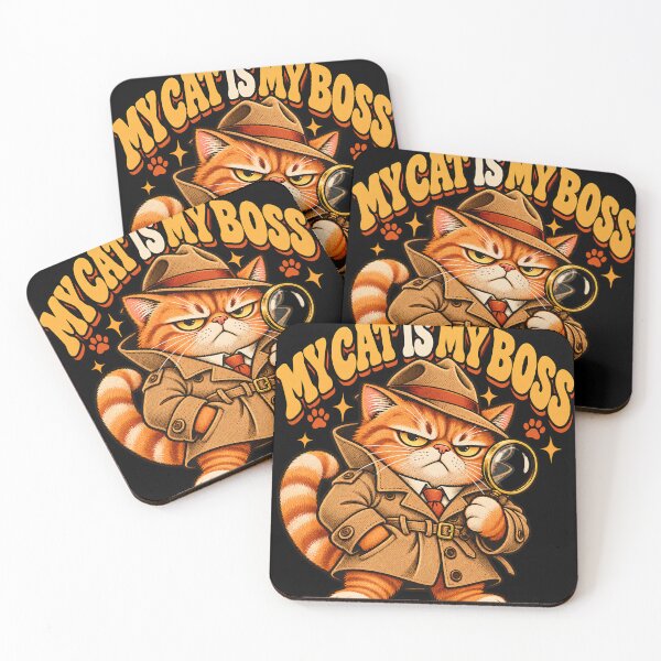 Item preview, Cat Boss Detective - Retro Cartoon designed and sold by Feral Feline.