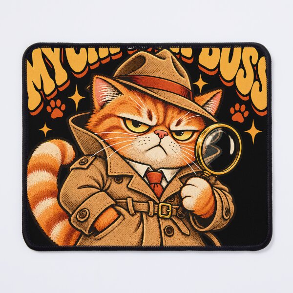 Item preview, Cat Boss Detective - Retro Cartoon designed and sold by Feral Feline.