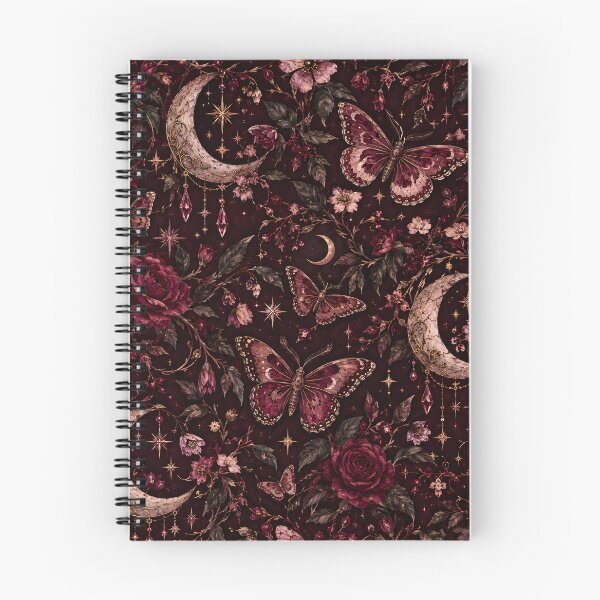 Item preview, Dark Gothic Butterfly & Rose Crescent Moon Pattern designed and sold by AzsjaysStudio.