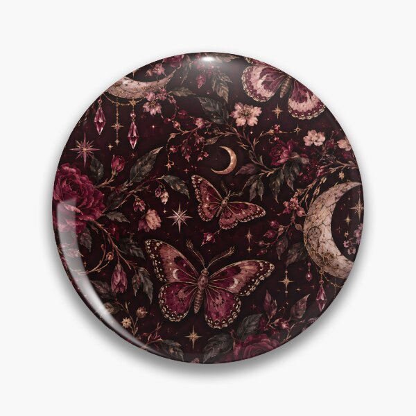 Item preview, Dark Gothic Butterfly & Rose Crescent Moon Pattern designed and sold by AzsjaysStudio.